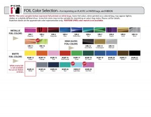 Foil Hot Stamp Color Chart
