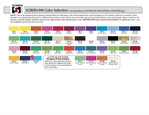 Screen Print Color Chart