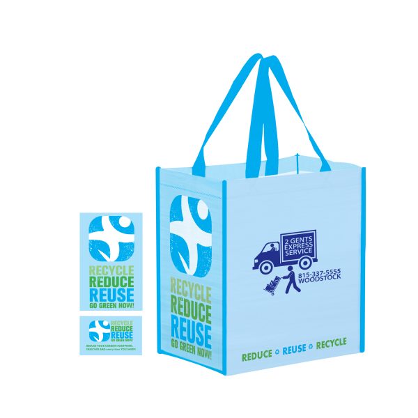ECO12813-Screen Print 100% RPET Laminated Grocery Bag With Stock Design Gussets
